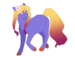 Size: 1800x1400 | Tagged: safe, artist:uunicornicc, imported from derpibooru, oc, oc only, oc:sydney azure, earth pony, pony, female, flower, flower in hair, mare, simple background, solo, white background