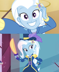 Size: 1808x2168 | Tagged: safe, imported from derpibooru, screencap, trixie, do it for the ponygram!, equestria girls, equestria girls series, street magic with trixie, spoiler:eqg series (season 2), collage, comparison