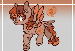 Size: 2388x1637 | Tagged: safe, artist:caramelbolt24, imported from derpibooru, oc, oc only, oc:autumn spice, oc:autumn spice latte, pegasus, pony, abstract background, chest fluff, colored hooves, ear fluff, magical lesbian spawn, offspring, parent:applejack, parent:pinkie pie, parents:applepie, pegasus oc, signature, smiling, solo, two toned wings, wings