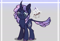 Size: 2388x1642 | Tagged: safe, artist:caramelbolt24, imported from derpibooru, oc, oc only, oc:starry frosting, classical unicorn, pony, unicorn, abstract background, cloven hooves, constellation, ear fluff, freckles, glasses, leonine tail, magical lesbian spawn, offspring, parent:pinkie pie, parent:twilight sparkle, parents:twinkie, signature, solo, unshorn fetlocks