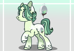 Size: 2388x1668 | Tagged: safe, artist:caramelbolt24, imported from derpibooru, oc, oc only, oc:terrarium, earth pony, pony, abstract background, ear fluff, earth pony oc, magical lesbian spawn, male, offspring, parent:applejack, parent:rarity, parents:rarijack, raised hoof, signature, solo, stallion