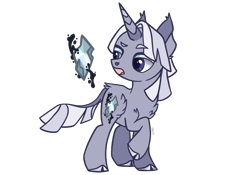 Size: 1920x1342 | Tagged: safe, artist:caramelbolt24, imported from derpibooru, oc, oc only, oc:geode quartz, classical unicorn, pony, unicorn, chest fluff, cloven hooves, ear fluff, horn, leonine tail, looking back, magical lesbian spawn, male, offspring, open mouth, parent:rarity, parent:twilight sparkle, parents:rarilight, raised hoof, signature, simple background, solo, stallion, transparent background, unicorn oc, unshorn fetlocks
