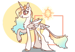 Size: 1920x1342 | Tagged: safe, artist:caramelbolt24, imported from derpibooru, princess celestia, alicorn, pony, alternate design, cloven hooves, ear fluff, female, headcanon in the description, hoof fluff, horn, leonine tail, mare, raised hoof, signature, simple background, solo, story included, transparent background, wings