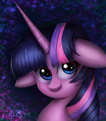 Size: 3500x4000 | Tagged: safe, artist:omniscientx, imported from derpibooru, twilight sparkle, alicorn, pony, bust, cute, fanart, female, floppy ears, high res, mare, portrait, simple background, smiling, solo, twilight sparkle (alicorn)