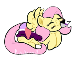 Size: 289x224 | Tagged: safe, artist:artwing74, imported from derpibooru, fluttershy, pegasus, pony, blanket, cropped, demisexual, demisexual pride flag, headcanon, lgbt headcanon, pride, pride flag, sexuality headcanon, simple background, solo, transparent background