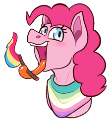 Size: 414x462 | Tagged: safe, artist:artwing74, imported from derpibooru, pinkie pie, earth pony, pony, bandana, cropped, gender headcanon, headcanon, lgbt headcanon, pansexual, pansexual pride flag, pride, pride flag, sexuality headcanon, simple background, solo, tongue hold, tongue out, transparent background