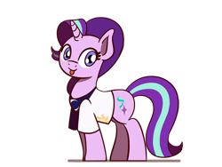 Size: 800x600 | Tagged: safe, artist:flutterluv, imported from derpibooru, starlight glimmer, pony, unicorn, :p, celestia's cutie mark, clothes, luna's cutie mark, shirt, solo, tongue out