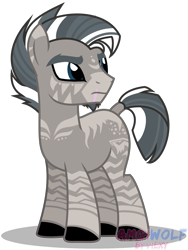 Size: 1501x1994 | Tagged: safe, artist:amgiwolf, imported from derpibooru, oc, oc only, pony, zebra, colored hooves, frown, looking back, male, signature, simple background, solo, stallion, tail wrap, transparent background, zebra oc