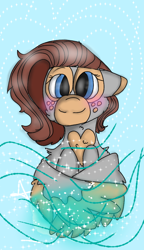 Size: 540x938 | Tagged: safe, artist:cocolove2176, imported from derpibooru, oc, oc only, pegasus, pony, blue background, blushing, bust, eyelashes, female, freckles, mare, pegasus oc, simple background, solo, wings