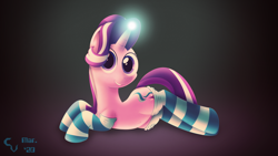 Size: 3800x2138 | Tagged: safe, artist:cosmikvek, imported from derpibooru, starlight glimmer, pony, unicorn, belly button, clothes, female, looking at you, magic, mare, simple background, socks, solo, starlight day, starlight glimmer day, striped socks, thigh highs