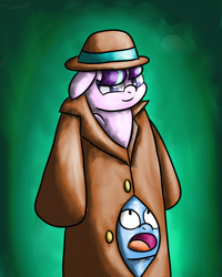 Size: 2400x3000 | Tagged: safe, artist:saburodaimando, imported from derpibooru, starlight glimmer, trixie, pony, unicorn, bowler hat, clothes, disguise, duo, female, filly, filly starlight glimmer, filly trixie, hat, starlight glimmer day, trenchcoat, younger