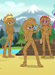 Size: 535x722 | Tagged: safe, artist:amateur-draw, edit, edited screencap, imported from derpibooru, screencap, applejack, gloriosa daisy, rainbow dash, human, equestria girls, legend of everfree, clothes, female, mud, mud edit, mud wrestling, muddy, show accurate