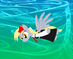 Size: 996x802 | Tagged: safe, artist:umneem, imported from derpibooru, derpy hooves, pegasus, pony, bow, clothes, cosplay, costume, crossover, dress, female, flying, mare, rumia, solo, touhou