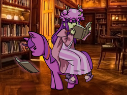 Size: 800x600 | Tagged: artist needed, safe, imported from derpibooru, twilight sparkle, book, crossover, duo, duo female, female, library, mare, nerd, patchouli knowledge, reading, touhou, twichouli