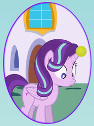 Size: 632x848 | Tagged: safe, artist:forgalorga, imported from derpibooru, starlight glimmer, alicorn, pony, alicornified, ball, horn, horn impalement, hornball, know your castle, race swap, solo, starlicorn, tennis ball, xk-class end-of-the-world scenario