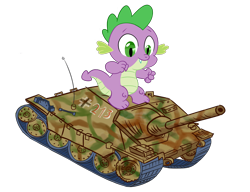 Size: 5200x4000 | Tagged: safe, imported from derpibooru, spike, dragon, 38-t, hetzer, nazi, riding, simple background, solo, stomping, transparent background, world war ii
