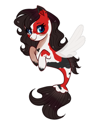 Size: 775x968 | Tagged: safe, artist:faryawolf, imported from derpibooru, oc, oc only, earth pony, pony, seapony (g4), blue eyes, dorsal fin, eyelashes, female, fish tail, flowing mane, flowing tail, seaponified, simple background, smiling, solo, species swap, tail, transparent background