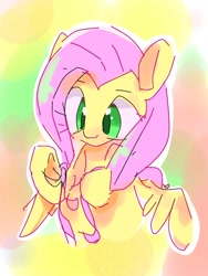 Size: 768x1024 | Tagged: safe, artist:pnpn_721, imported from derpibooru, fluttershy, pegasus, pony, sketch, smiling, solo, spread wings, wings, wrong eye color