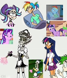 Size: 1747x2015 | Tagged: safe, artist:citi, imported from derpibooru, screencap, discord, rainbow dash, spike, starlight glimmer, twilight sparkle, human, pony, lesson zero, no second prances, princess twilight sparkle (episode), read it and weep, twilight's kingdom, ass, butt, crossdressing, ear piercing, episode needed, eyebrow piercing, faic, female, femboy discord, human spike, humanized, lip bite, maid discord, male, out of context, piercing, plot, scene interpretation, screencap reference, twibutt