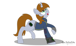 Size: 1280x772 | Tagged: safe, artist:lynnthenerdkitty, imported from derpibooru, oc, oc only, oc:littlepip, pony, unicorn, fallout equestria, bottomless, clothes, partial nudity, simple background, solo, transparent background