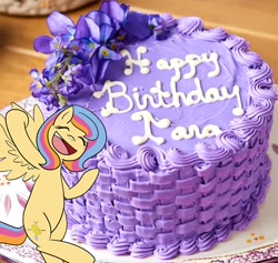 Size: 1000x946 | Tagged: safe, imported from derpibooru, oc, oc:golden gates, cake, food, happy birthday, tara strong