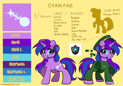 Size: 5400x3750 | Tagged: safe, artist:cottonsweets, imported from derpibooru, oc, oc:cyan nova fae, pony, unicorn, cute, cutie mark, female, mare, reference sheet, smiling