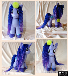 Size: 1300x1457 | Tagged: safe, artist:larsen toys, imported from derpibooru, izzy moonbow, original species, plush pony, pony, unicorn, auction open, ball, female, forsale, g5, izzy's tennis ball, photo, plushie, realistic, solo, tennis ball