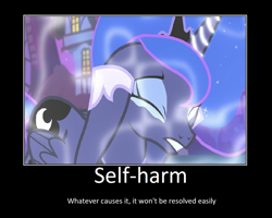 Size: 1099x880 | Tagged: safe, artist:thejboy88, edit, edited screencap, imported from derpibooru, screencap, princess luna, alicorn, pony, do princesses dream of magic sheep, crying, eyes closed, female, motivational poster, ponyville, scared, solo, tears of fear, teeth