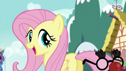 Size: 1920x1080 | Tagged: safe, imported from derpibooru, screencap, fluttershy, pegasus, pony, season 5, the one where pinkie pie knows, 1080p, cute, female, groucho mask, mare, open mouth, shyabetes, solo