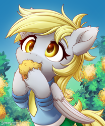 Size: 2000x2400 | Tagged: safe, artist:symbianl, imported from derpibooru, derpy hooves, pegasus, pony, equestria girls, clothes, cute, derpabetes, equestria girls outfit, female, food, hoof hold, mare, muffin, necktie, shirt, solo, symbianl is trying to murder us
