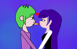 Size: 1000x641 | Tagged: artist needed, source needed, safe, imported from derpibooru, spike, human, blue background, crossover, crossover shipping, food, heart, human spike, humanized, pasta, shipping, simple background, spaghetti, zatannaxspike, zataspike, zee zatara