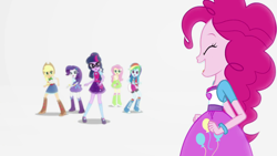 Size: 1920x1080 | Tagged: safe, imported from derpibooru, screencap, applejack, fluttershy, pinkie pie, rainbow dash, rarity, sci-twi, twilight sparkle, equestria girls, mirror magic, spoiler:eqg specials, ^^, applejack's hat, boots, clothes, cowboy boots, cowboy hat, cute, cutie mark, cutie mark on clothes, denim skirt, diapinkes, eyes closed, geode of fauna, geode of shielding, geode of sugar bombs, geode of super speed, geode of super strength, geode of telekinesis, glasses, hat, humane five, humane six, jacket, jewelry, magical geodes, necklace, open mouth, ponytail, shoes, skirt