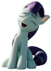 Size: 719x1000 | Tagged: safe, artist:therealdjthed, imported from derpibooru, coloratura, earth pony, pony, 3d, blender, colored pinnae, cute, eyes closed, female, full body, laughing, mare, open mouth, rarabetes, reaction image, simple background, sitting, solo, transparent background