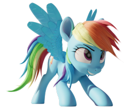 Size: 1156x1000 | Tagged: safe, artist:therealdjthed, imported from derpibooru, rainbow dash, pegasus, pony, 3d, blender, cute, dashabetes, female, grin, iwtcird, mare, meme, simple background, smiling, solo, spread wings, transparent background, wings