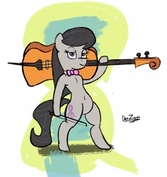 Size: 1935x2048 | Tagged: safe, artist:datzigga, imported from derpibooru, octavia melody, semi-anthro, bipedal, bow (instrument), cello, cello bow, musical instrument, solo
