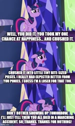 Size: 500x843 | Tagged: safe, artist:megalobronia, edit, edited screencap, imported from derpibooru, screencap, twilight sparkle, alicorn, pony, season 5, what about discord?, band geeks, caption, comic, crying, eyes closed, female, gritted teeth, image macro, imgflip, jealous, meme, sad, screencap comic, solo, spongebob squarepants, teeth, text, twilight sparkle (alicorn), twilight's castle, upset