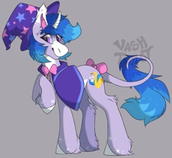 Size: 1303x1200 | Tagged: safe, artist:vashtwiist, imported from derpibooru, oc, oc only, oc:astral blues, pony, unicorn, bow, cape, clothes, hat, solo, witch hat