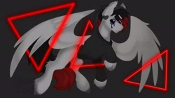 Size: 2048x1152 | Tagged: safe, artist:vashtwiist, imported from derpibooru, oc, oc only, oc:jordan, pegasus, pony, abstract background, black tears, clothes, hoodie, male, pegasus oc, solo, wings