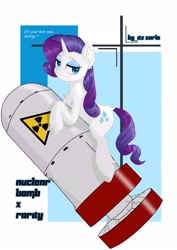 Size: 4961x7016 | Tagged: artist needed, source needed, safe, imported from derpibooru, rarity, pony, unicorn, atomic bomb, bomb, cargo ship, crack shipping, nuclear weapon, shipping, solo, this will end in cancer, weapon