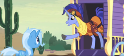 Size: 1364x614 | Tagged: safe, imported from derpibooru, screencap, hoo'far, trixie, road to friendship, cactus, trixie's wagon