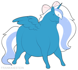 Size: 670x600 | Tagged: safe, artist:frankkiestein, imported from derpibooru, oc, oc:fleurbelle, alicorn, horse, alicorn oc, bow, commission, fat, female, hair bow, horn, mare, simple background, transparent background, wings, ych result