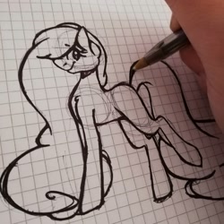 Size: 1080x1080 | Tagged: safe, artist:tessa_key_, imported from derpibooru, oc, oc only, earth pony, pony, earth pony oc, eyelashes, graph paper, lineart, solo