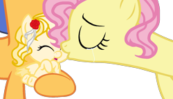 Size: 1170x670 | Tagged: safe, artist:zalinasparkl, imported from derpibooru, flash sentry, fluttershy, oc, oc:light rosie, pony, baby, baby pony, base used, cheek kiss, crying, female, flutterflash, kiss on the cheek, kissing, male, offspring, parent:flash sentry, parent:fluttershy, parents:flutterflash, shipping, simple background, straight, transparent background