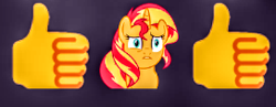 Size: 272x105 | Tagged: safe, artist:thegamerpainter, imported from ponybooru, screencap, sunset shimmer, pony, unicorn, equestria girls, discord (program), emoji, emoji ponies, emotes, photo, ponified, reaction image, screenshots, solo, thumbs up