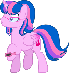 Size: 943x1004 | Tagged: safe, artist:muhammad yunus, artist:tanahgrogot, imported from derpibooru, oc, oc only, oc:hsu amity, alicorn, pony, alicorn oc, base used, glasses, horn, male, no clothes, rule 63, simple background, solo, stallion, transparent background, vector, watch, wings