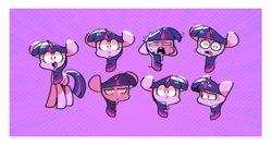 Size: 2937x1561 | Tagged: safe, artist:sourspot, imported from derpibooru, twilight sparkle, pony, unicorn, bust, expressions, female, floppy ears, mare, no nose, open mouth, portrait, solo, sweat, unicorn twilight