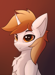 Size: 1100x1500 | Tagged: safe, artist:xeniusfms, imported from derpibooru, oc, oc only, pony, unicorn, brown eyes, horn, looking at you, male, raffle prize, solo, stallion
