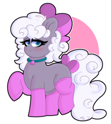 Size: 8558x9589 | Tagged: safe, artist:retro_hearts, imported from derpibooru, oc, oc only, oc:alabaster, earth pony, bell, bell collar, blushing, bowtie, clothes, collar, femboy, looking at you, male, poofy mane, simple background, socks, stallion, transparent background