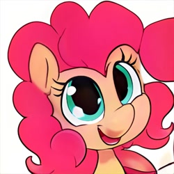 Size: 1024x1024 | Tagged: safe, artist:thisponydoesnotexist, imported from derpibooru, pony, ai content, ai generated, generator:thisponydoesnotexist, neural network, not pinkie pie, open mouth, simple background, solo, white background