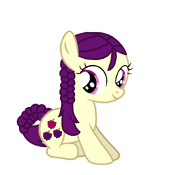 Size: 768x768 | Tagged: safe, artist:goldendaisies, imported from derpibooru, boysenberry, earth pony, pony, boysenbetes, cute, female, filly, looking at you, simple background, sitting, smiling, smiling at you, transparent background, triple berry, vector